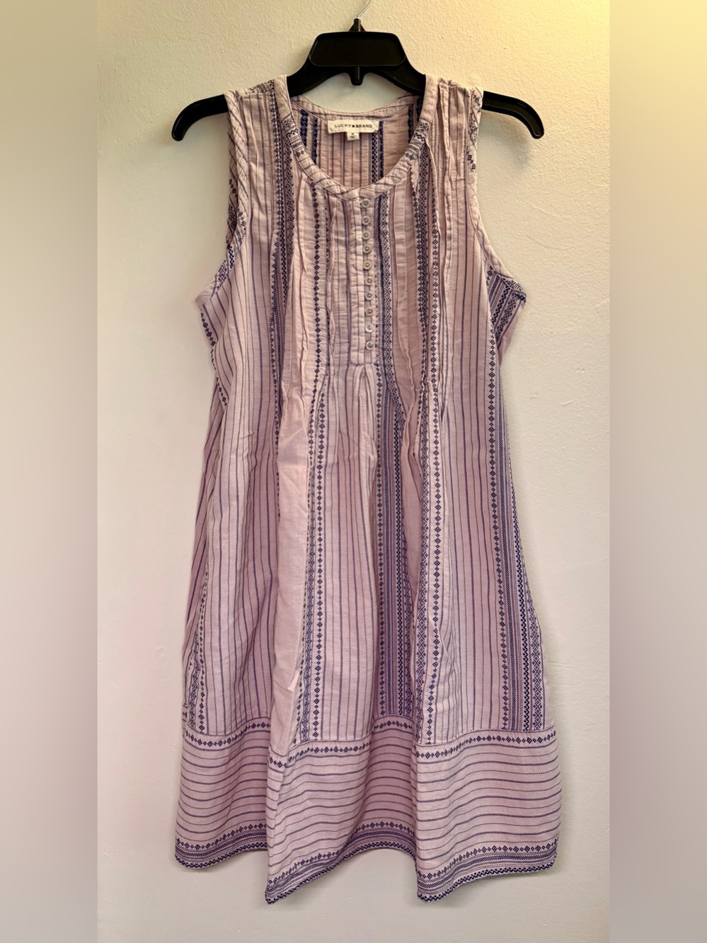 Lucky Brand Lavender and Navy Patterned Sleeveless Mini Dress